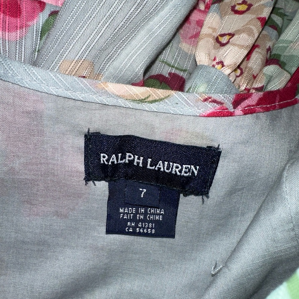 Ralph Lauren Light Blue Floral Print Cotton Sleeveless Midi Dress - Picture 10 of 12